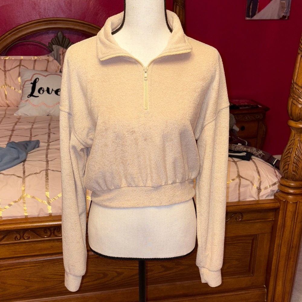 Cloud Chaser Cream Quarter-Zip Hoodie